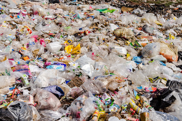 LOIE PROVINCE, THAILAND - JANUARY 11: Plastic and Other Waste in Municipal waste disposal by open...