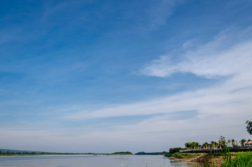 Mekong river on blue sky background