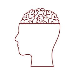 human head face brain science mind intelligence vector illustration
