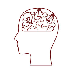  human head face brain science mind intelligence vector illustration