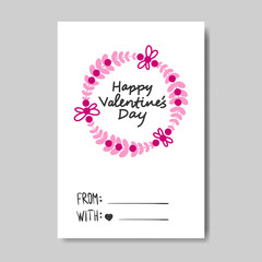 Happy Valentine Day Greeting Card Design Doodle Style Hand Drawn Love Postcard Vector Illustration