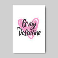 Valentine Day Greeting Card Or Invitation Design Hand Drawn Love Holiday Postcard Vector Illustration