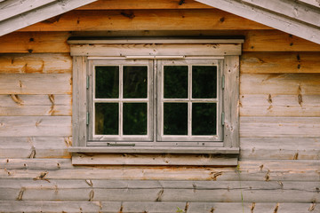 Fototapeta na wymiar Old vintage dark wooden window, rural design concept.