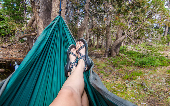 Girl Wearing Sandals in a Hammock