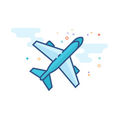 Fototapeta na wymiar Airplane icon in outlined flat color style. Vector illustration.