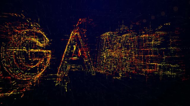 word Game. Beginning of the transmission or the show. Tech header made up of small numbers and symbols