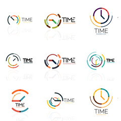 Vector abstract logo idea, time concept or clock business icon set