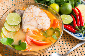 Spicy Sour Soup with fish with mushroom