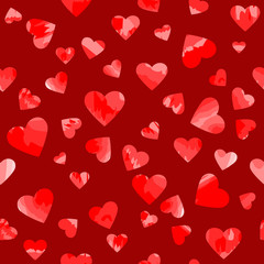 watercolor hearts. vector seamless pattern. valentines background