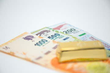 argentine money with white background