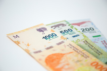argentine money with white background