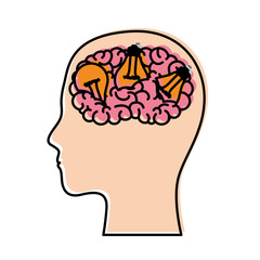  human head face brain science mind intelligence vector illustration