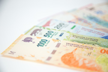 argentine money with white background