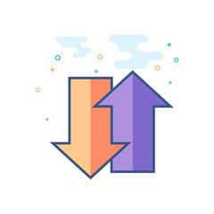 Arrows icon in outlined flat color style. Vector illustration.