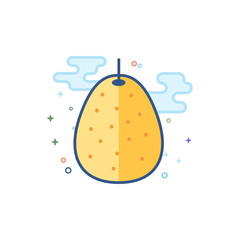 Pear icon in outlined flat color style. Vector illustration.