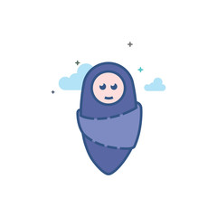 Newborn baby icon in outlined flat color style. Vector illustration.
