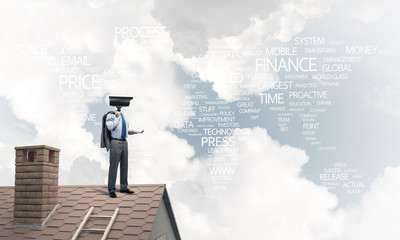 Concept of home security and privacy protection with camera head