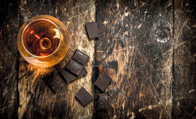 Cognac with bitter chocolate.