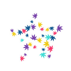 Fototapeta premium Cute vegetative pattern with simple small leaves for a greeting card or poster. Vector background for spring or summer design
