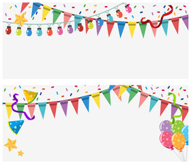 Two banner templates with lights and flags
