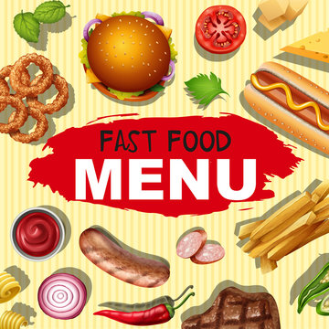 Background design with different menu for fast food