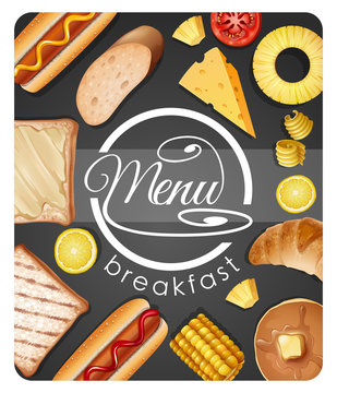 Menu design for breakfast with different food