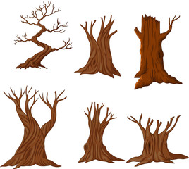 Set of cartoon dry trees © tigatelu