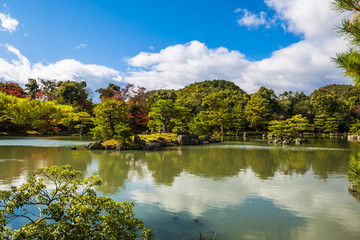 Japanese zen garden, Autumn lake