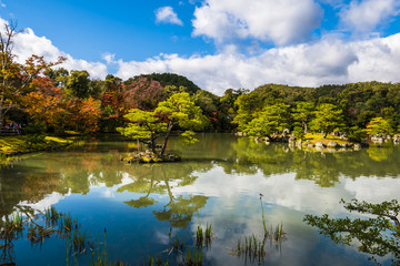 Japanese zen garden, Autumn lake