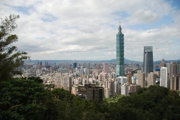Fototapeta na wymiar View from Elephant Mountain to Taipei, the capital city of Taiwan
