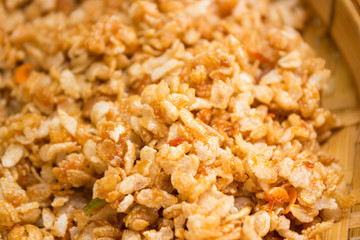 crispy rice coated sugar