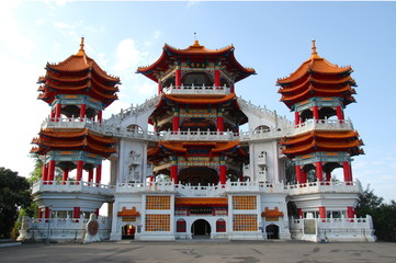 Zhuputan building in traditional Asian architecture in Zhongzheng Park of Keelung, Taiwan