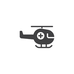 Helicopter icon vector, filled flat sign, solid pictogram isolated on white. Air ambulance symbol, logo illustration.