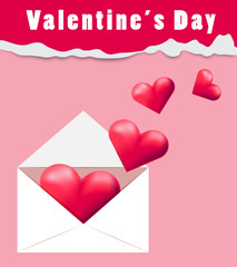 Valentine's day card template with pink background