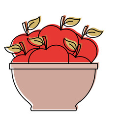 apple fruit natural health agriculture bowl vitamin vector illustration