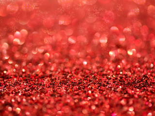 Red Sparkling Glitter bokeh Background.