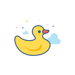 Rubber duck icon in outlined flat color style. Vector illustration.