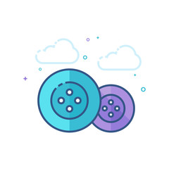 Button icon in outlined flat color style. Vector illustration.