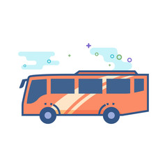 Obraz na płótnie Canvas Bus icon in outlined flat color style. Vector illustration.