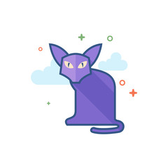 Cat icon in outlined flat color style. Vector illustration.