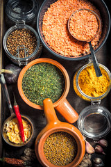 Various spicy spices and herbs.
