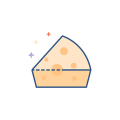 Cheese icon in outlined flat color style. Vector illustration.