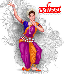  illustration of Indian odissi dance form