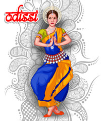  illustration of Indian odissi dance form