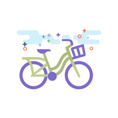 City bike icon in outlined flat color style. Vector illustration.
