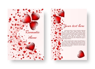 Romantic background for registration of invitations for St. Valentine's Day or birthday. Vector illustration