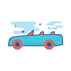 Sport car icon in outlined flat color style. Vector illustration.