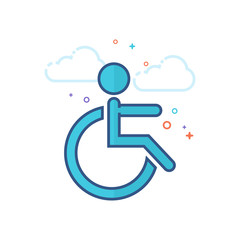 Disabled access icon in outlined flat color style. Vector illustration.
