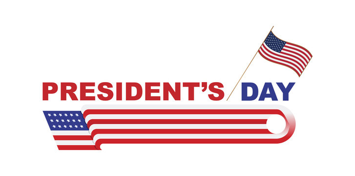 Happy Presidents Day of USA. Template design element with text and US flag