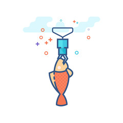Fishing scale icon in outlined flat color style. Vector illustration. © puruan